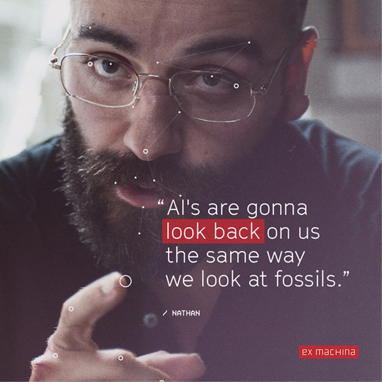 Nathan quote card reading: AI's are gonna look back on us the same way we look at fossils.