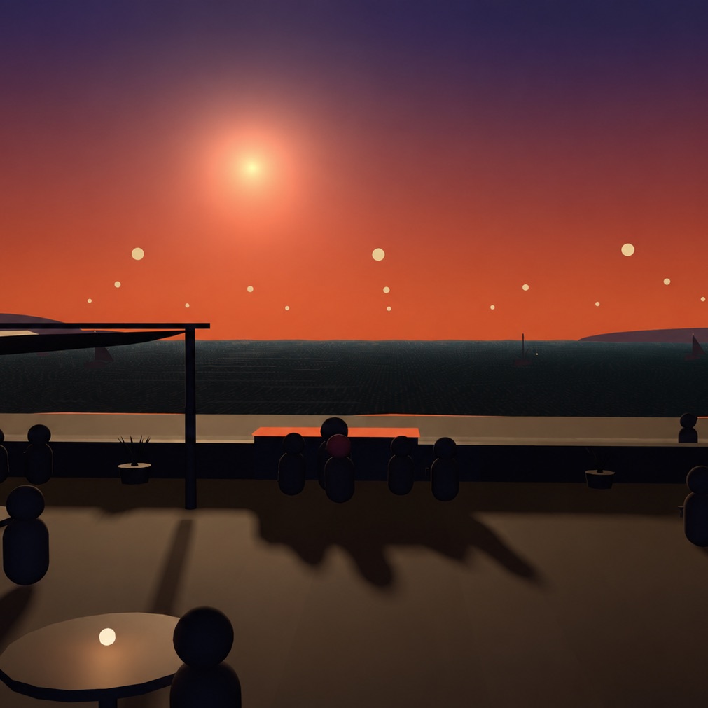 Perpetual Sunset — a café where the sun never finishes setting